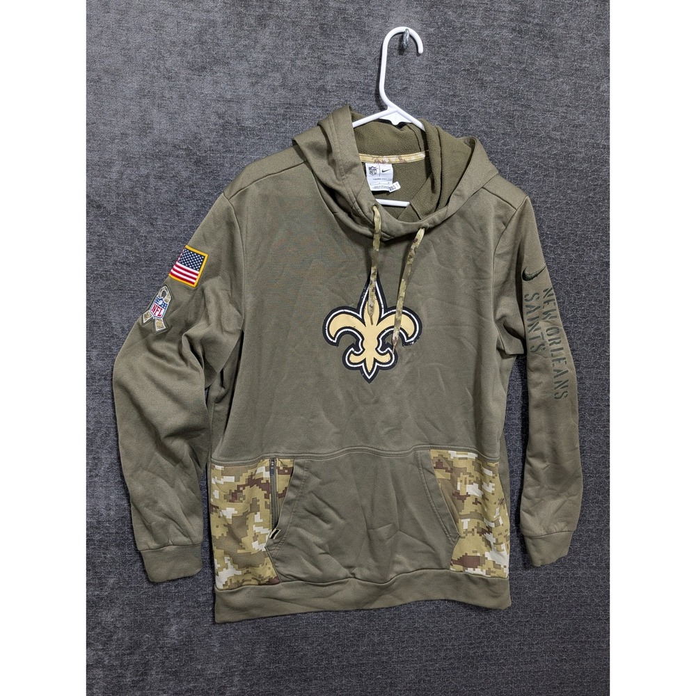 Nike New Orleans Saints Salute to Service Hoodie Olive Green Camo Large 2036